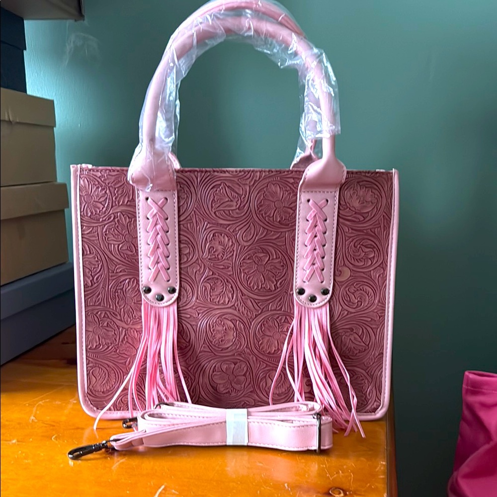 Pink Embossed Women's Bag